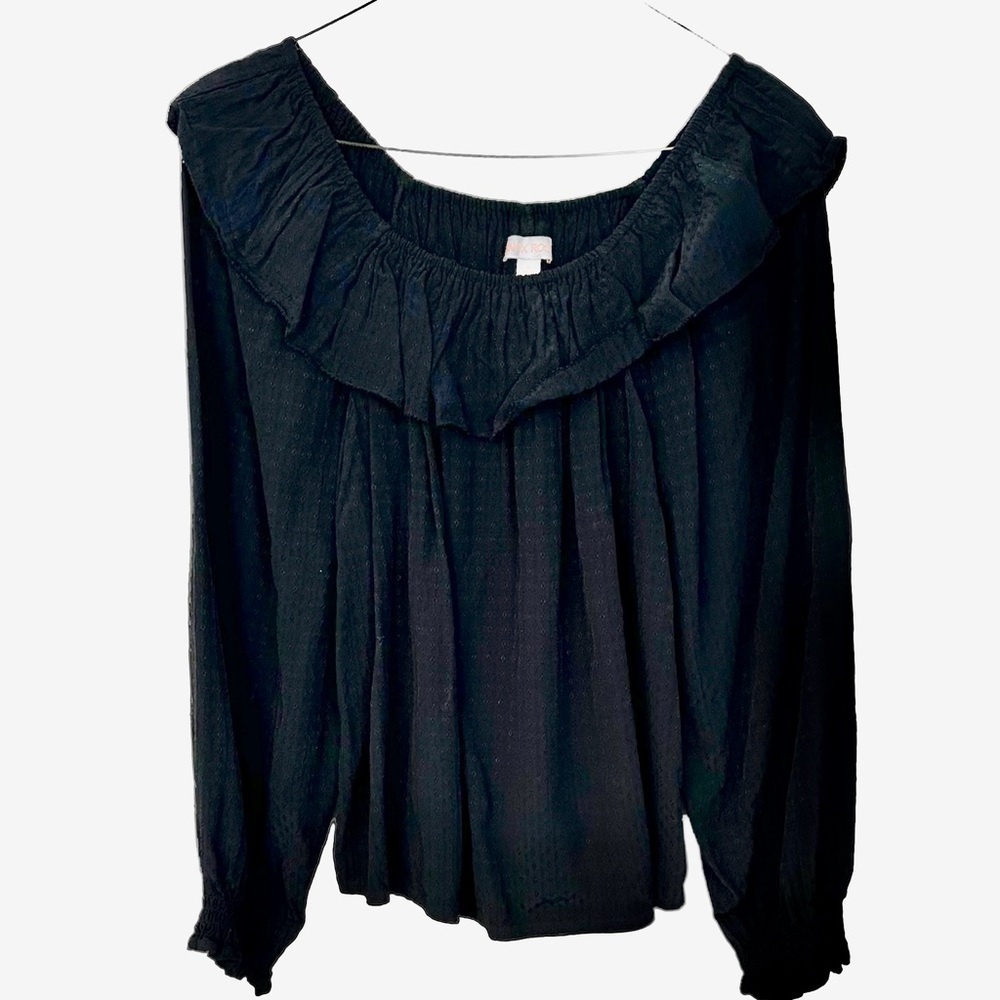 Knox Rose Black Blouse Peasant M